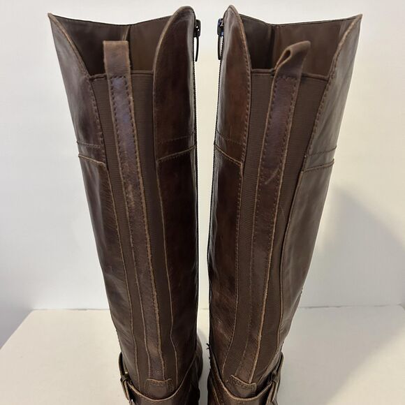 Marc Fisher Boots Womens Size 8 Brown Riding Knee High Side Zip Buckle Tall - Picture 4 of 14